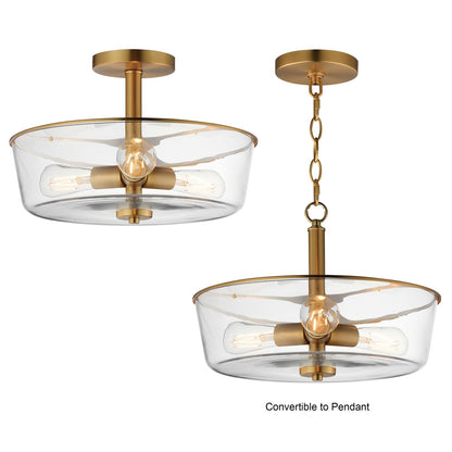 Maxim Lighting Fuller 3Lt 10" Flush Mount, Natural Aged Brass/Clear