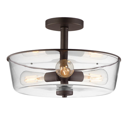 Maxim Lighting Fuller 3Lt 10" Flush Mount, Oil Rubbed Bronze/Clear