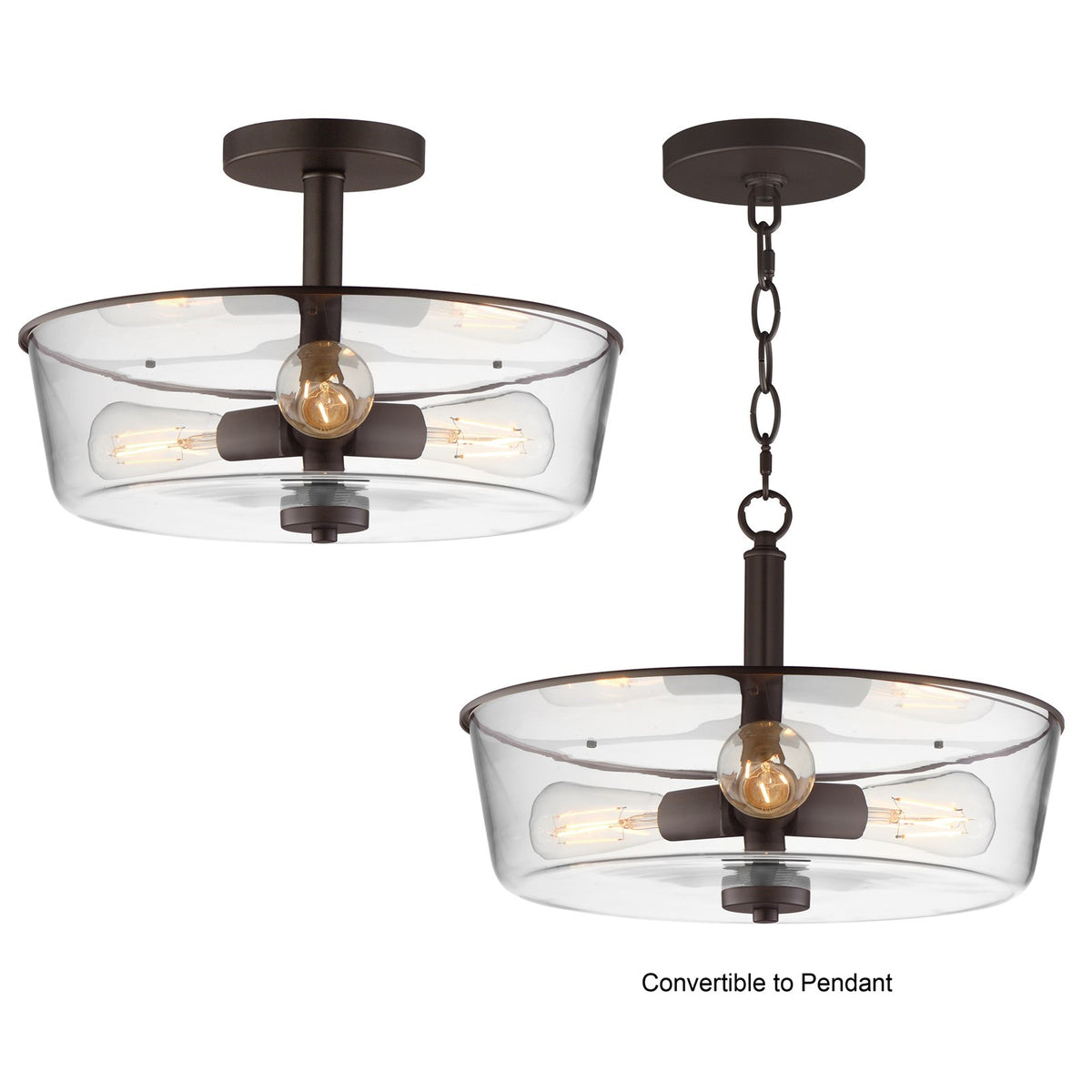 Maxim Lighting Fuller 3Lt 10" Flush Mount, Oil Rubbed Bronze/Clear