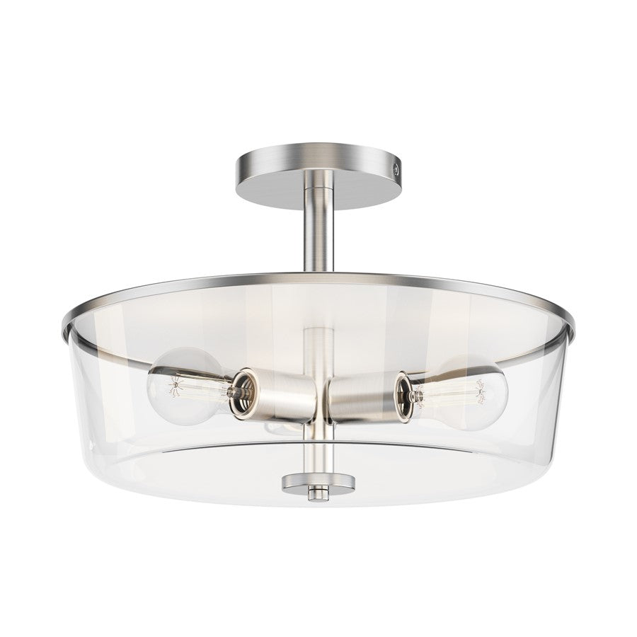Maxim Lighting Fuller 3 Light 10" Flush Mount, Satin Nickel/Clear - 5695CLSN
