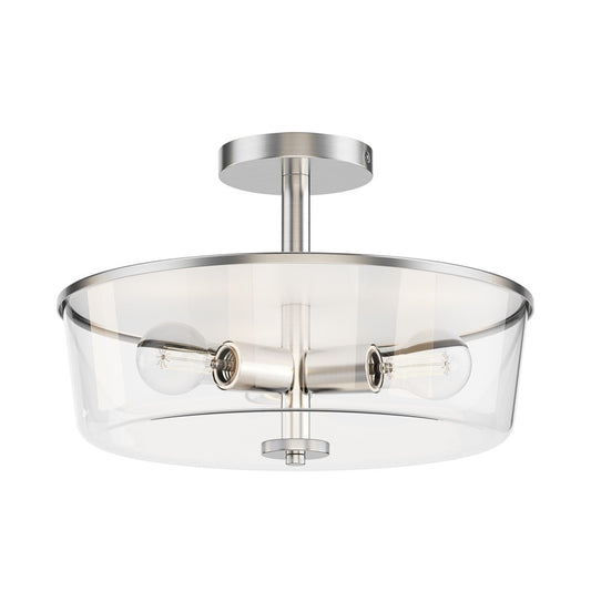 Maxim Lighting Fuller 3 Light 10" Flush Mount, Satin Nickel/Clear - 5695CLSN