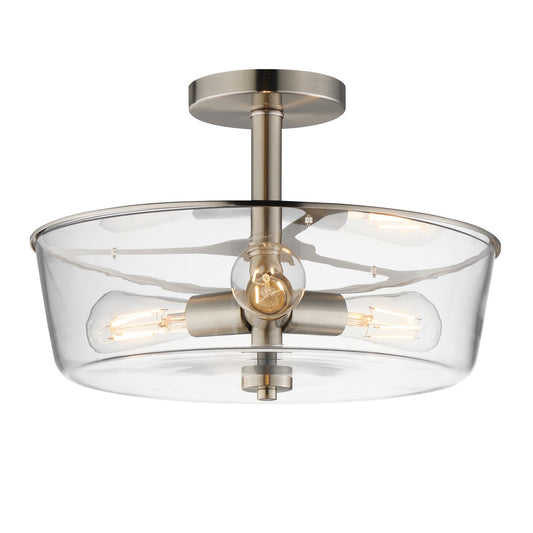 Maxim Lighting Fuller 3 Light 10" Flush Mount, Satin Nickel/Clear