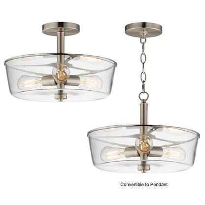 Maxim Lighting Fuller 3 Light 10" Flush Mount, Satin Nickel/Clear