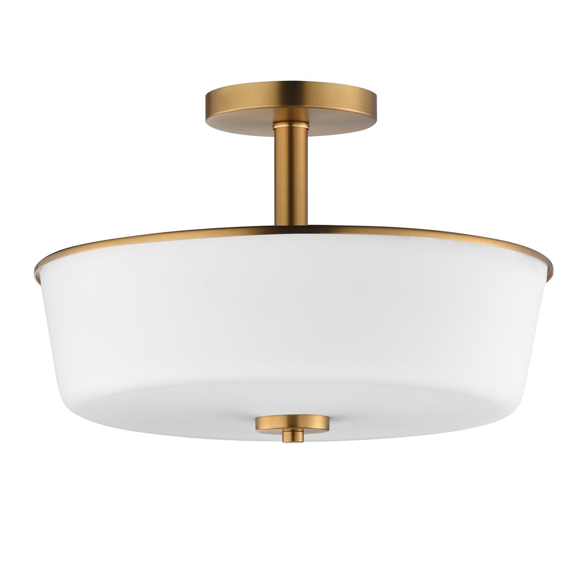Maxim Lighting Fuller 3Lt 10" Flush Mount, Natural Aged Brass/White