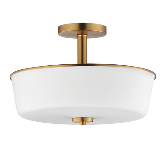 Maxim Lighting Fuller 3Lt 10" Flush Mount, Natural Aged Brass/White