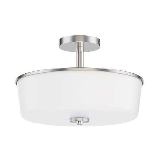 Maxim Lighting Fuller 3 Light 10" Flush Mount, Satin Nickel/White - 5695WTSN