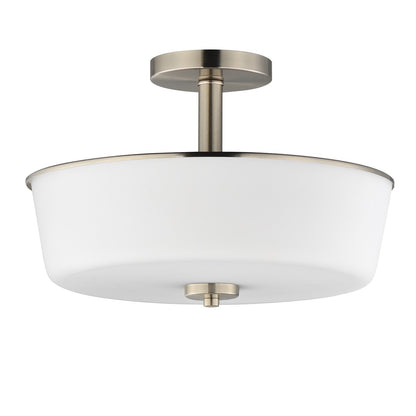 Maxim Lighting Fuller 3 Light 10" Flush Mount, Satin Nickel/White