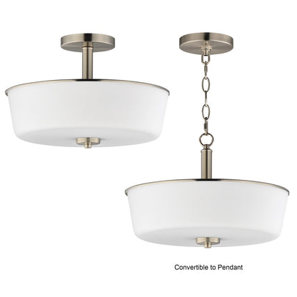 Maxim Lighting Fuller 3 Light 10" Flush Mount, Satin Nickel/White