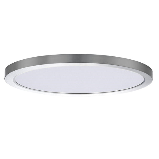 Maxim Lighting Chip 16in 1-Light LED Flush Mount | Modern Satin Nickel PC and Steel | Bathroom & Hallway | 15.75 x 15.75 x 0.75 in | Model 57599WTSN