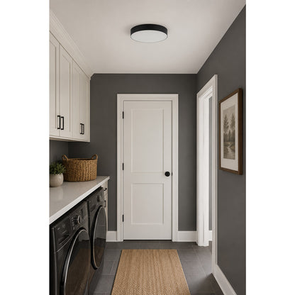 Maxim Lighting Trim 9in 1-Light LED Flush Mount | Modern Polished Chrome and White Polycarbonate | Hallway & Bathroom Ceiling Light | Model 57663WTPC
