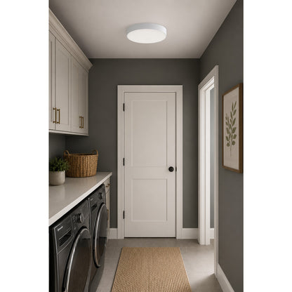 Maxim Lighting Trim 9in 1-Light LED Flush Mount | Modern Polished Chrome and White Polycarbonate | Hallway & Bathroom Ceiling Light | Model 57663WTPC