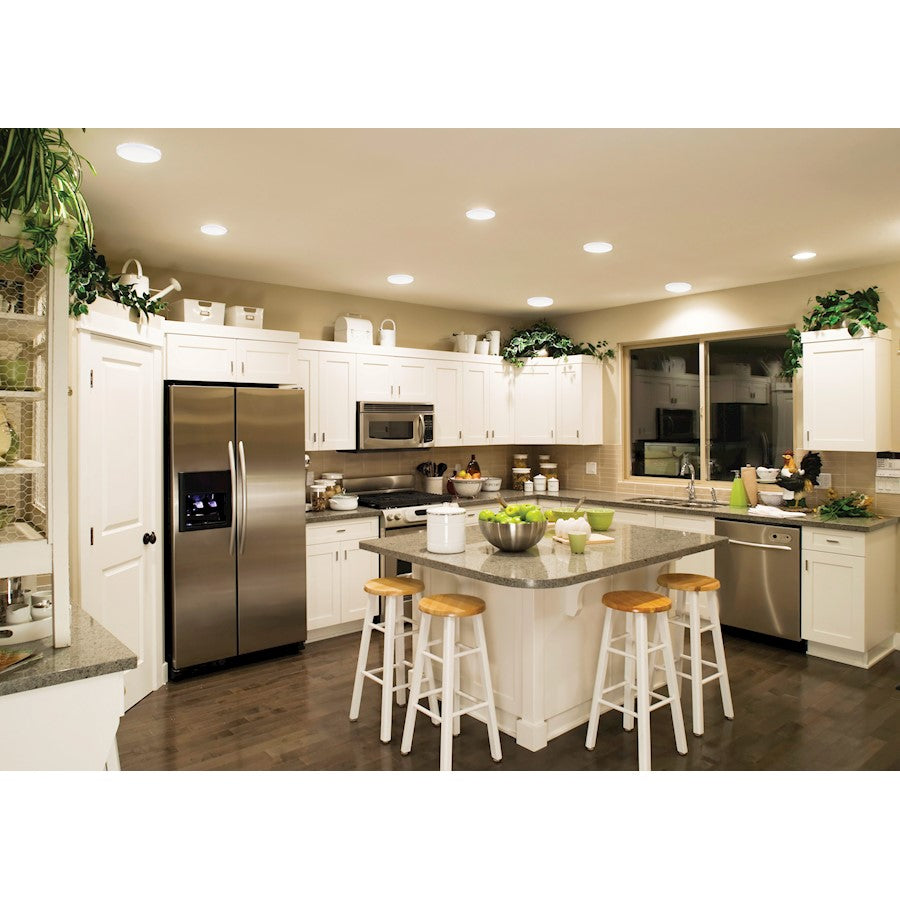Maxim Lighting Trim 9in 1-Light LED Flush Mount | Modern Polished Chrome and White Polycarbonate | Hallway & Bathroom Ceiling Light | Model 57663WTPC