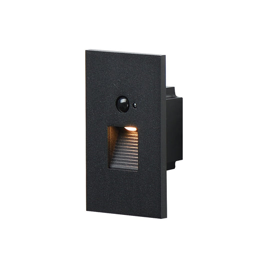 Maxim Path 5in Step Light with Motion Sensor | Contemporary Black Aluminum and Glass | Outdoor Steps & Pathway | Model 58102BK-MSP