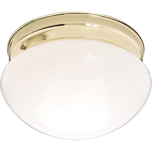 Maxim Lighting Essentials 1 Light Flush Mount, Polished Brass/White
