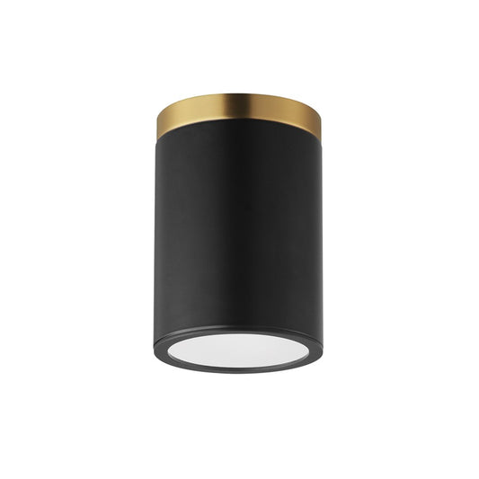 Maxim Lighting Dapper 1 Light Semi-Flush Mount, Black/Brass/White