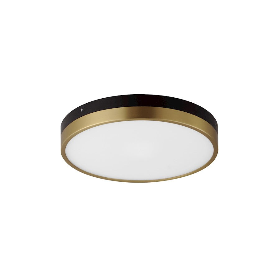 Maxim Dapper 1 Light Flush Mount, Black/Antique Brass/White