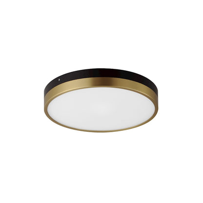 Maxim Dapper 1 Light Flush Mount, Black/Antique Brass/White