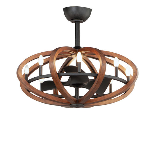 8 Light WiFi LED Fandelight, Pecan