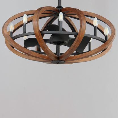 8 Light WiFi LED Fandelight, Pecan