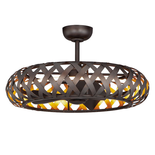 Weave WiFi LED Fandelight, Bronze Gilt
