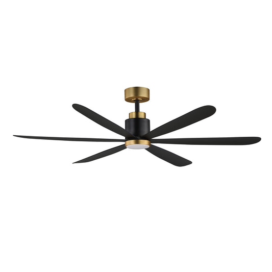 Maxim Lighting Petals 60in 6-Blade Ceiling Fan | Modern Black and Gold Steel | Bedroom & Living Room | 60 x 60 x 17 in, LED | Model 88326BKGLD