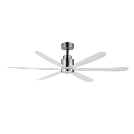 Maxim Lighting Petals 60in 6-Blade Ceiling Fan | Modern Satin Nickel and White ABS | Bedroom & Living Room | 60 x 60 x 17 in, LED | Model 88326SN