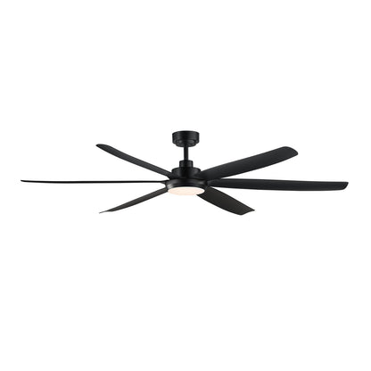 Maxim Lighting Albatross 72in 6-Blade Outdoor Ceiling Fan with LED | Coastal Black ABS | Covered Patio & Veranda | 72 x 72 x 13 in | Model 88367WTBK