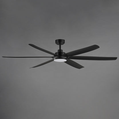 Maxim Lighting Albatross 72in 6-Blade Outdoor Ceiling Fan with LED | Coastal Black ABS | Covered Patio & Veranda | 72 x 72 x 13 in | Model 88367WTBK