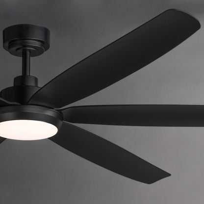 Maxim Lighting Albatross 72in 6-Blade Outdoor Ceiling Fan with LED | Coastal Black ABS | Covered Patio & Veranda | 72 x 72 x 13 in | Model 88367WTBK