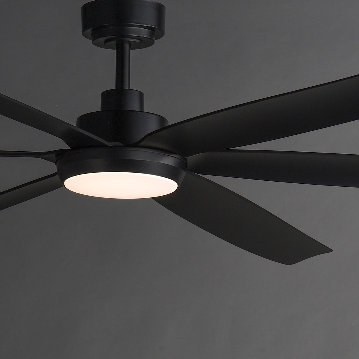 Maxim Lighting Albatross 72in 6-Blade Outdoor Ceiling Fan with LED | Coastal Black ABS | Covered Patio & Veranda | 72 x 72 x 13 in | Model 88367WTBK