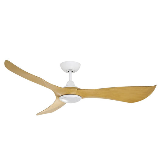 Maxim Lighting Keanu 1 Light Outdoor Ceiling Fan, Matte White/Teak