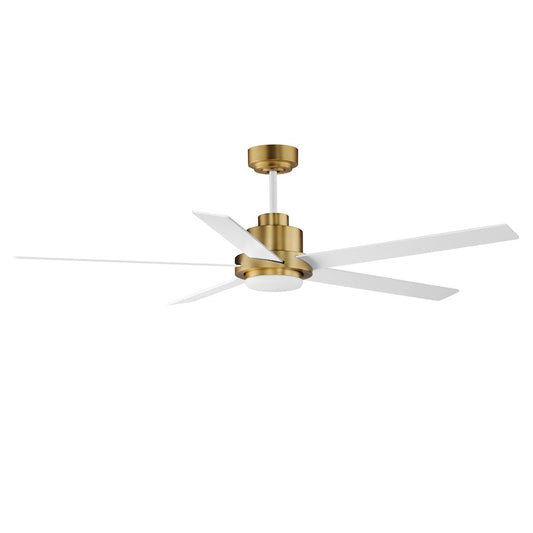 Maxim Lighting Daisy 1Lt 60" 5-Bd Hugger Fan/Led Light Kit, Brass/White