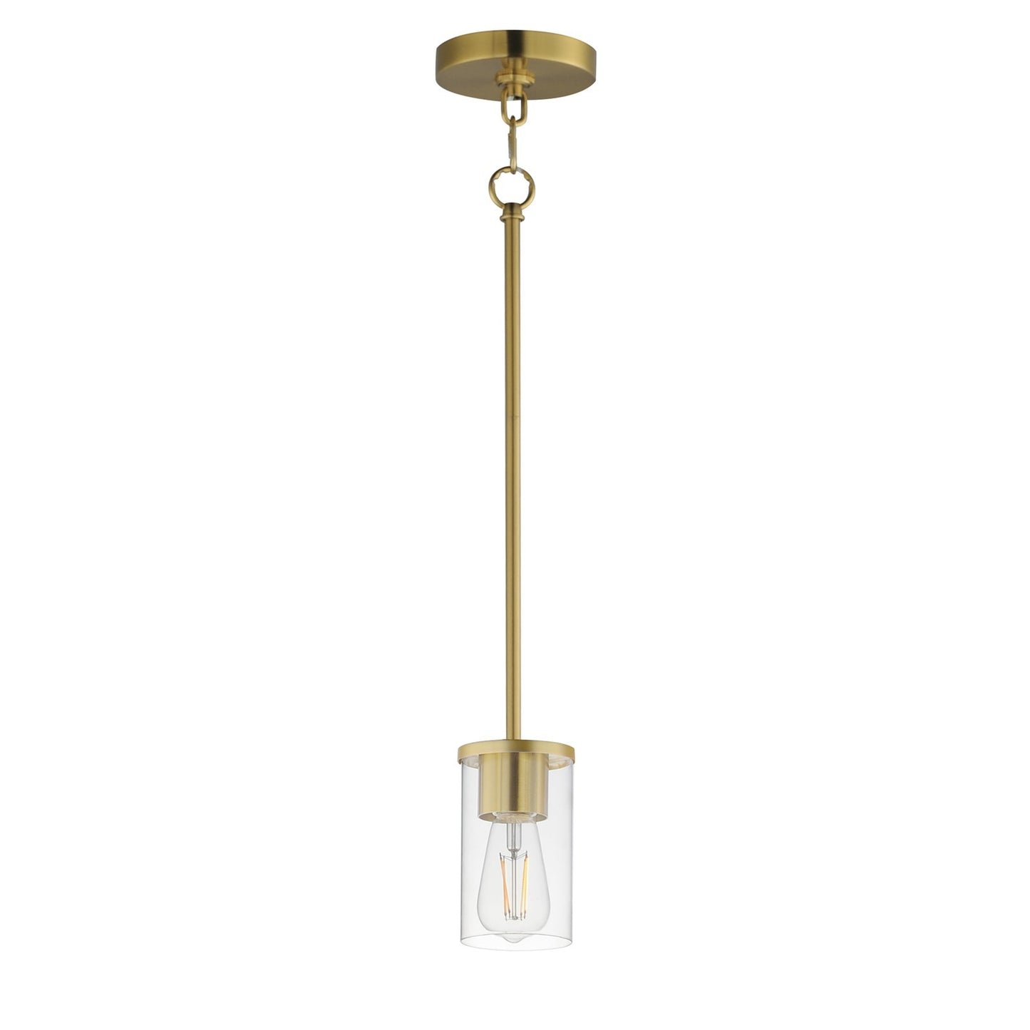 Maxim Lighting Lateral 1 Light 7" Single Pendant, Satin Brass/Clear