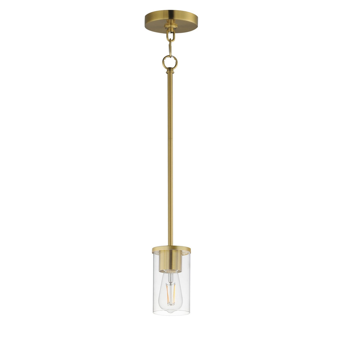 Maxim Lighting Lateral 1 Light 7" Single Pendant, Satin Brass/Clear