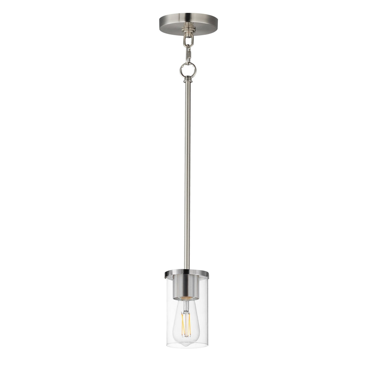 Maxim Lighting Lateral 1 Light 7" Single Pendant, Satin Nickel/Clear