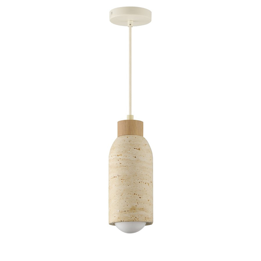 Maxim Lighting Pompeii 1 Light Single Pendant, Travertine/Oyster - 90621TVOY