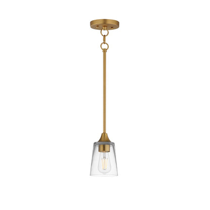 Maxim Lighting Hudson 1Lt 8" Mini Pendant, Natural Aged Brass/Clear - 92880CLNAB