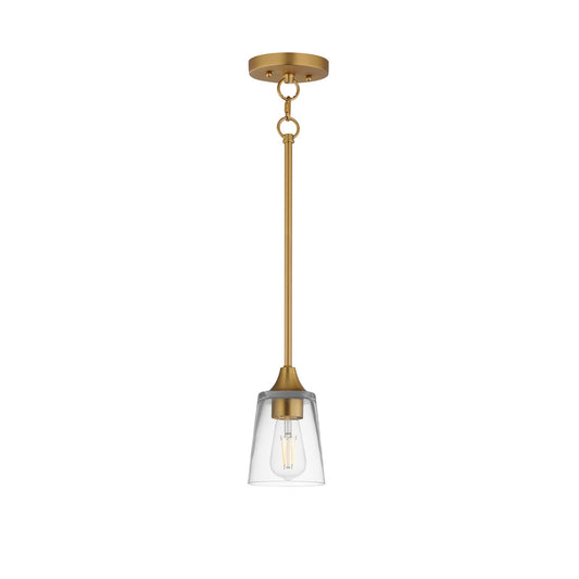 Maxim Lighting Hudson 1Lt 8" Mini Pendant, Natural Aged Brass/Clear