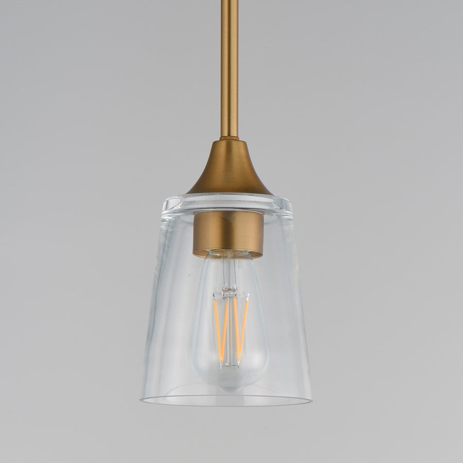 Maxim Lighting Hudson 1Lt 8" Mini Pendant, Natural Aged Brass/Clear