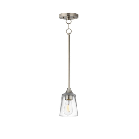 Maxim Lighting Hudson 1 Light 8" Mini Pendant, Satin Nickel/Clear