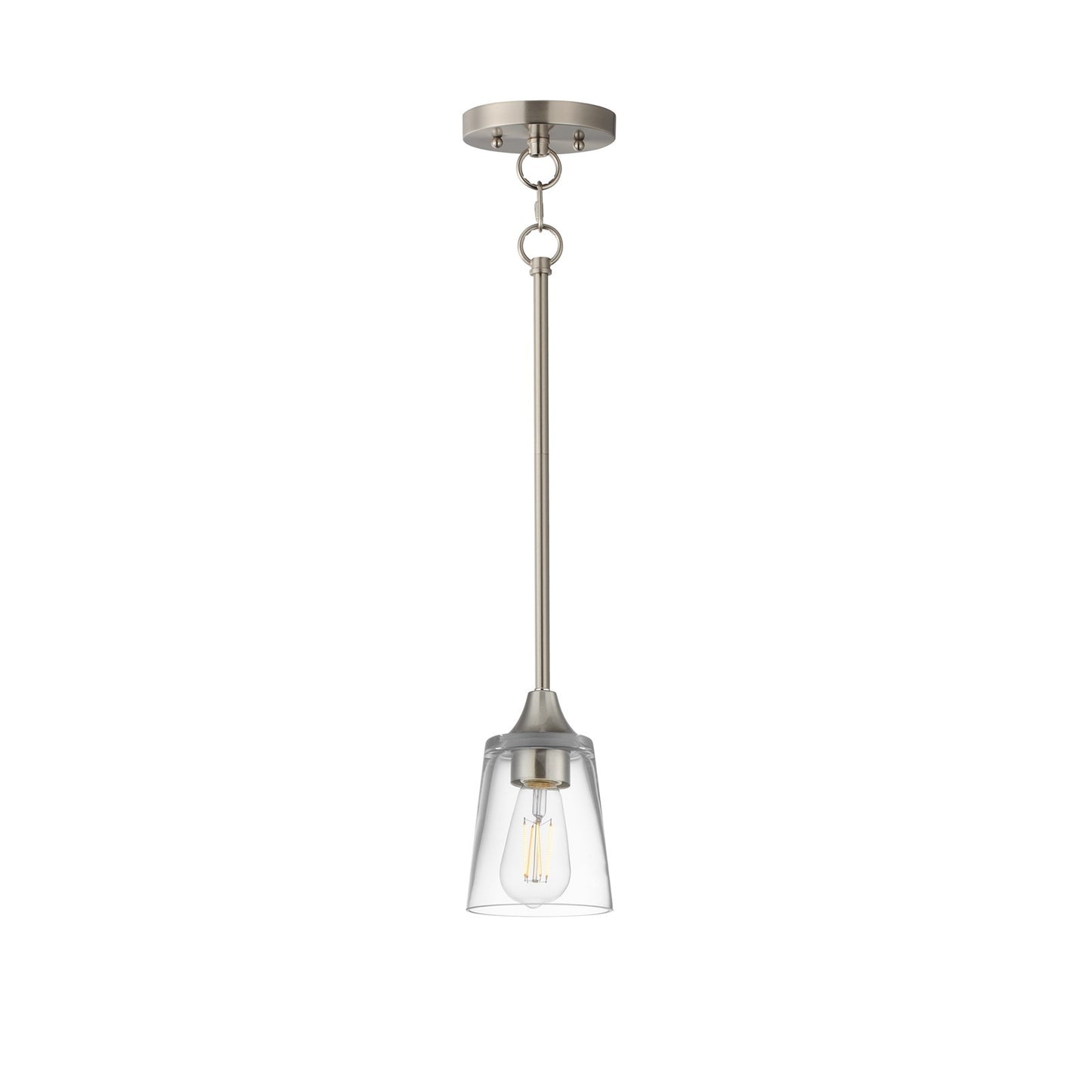 Maxim Lighting Hudson 1 Light 8" Mini Pendant, Satin Nickel/Clear