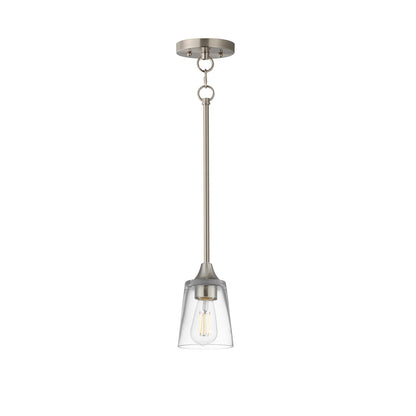Maxim Lighting Hudson 1 Light 8" Mini Pendant, Satin Nickel/Clear