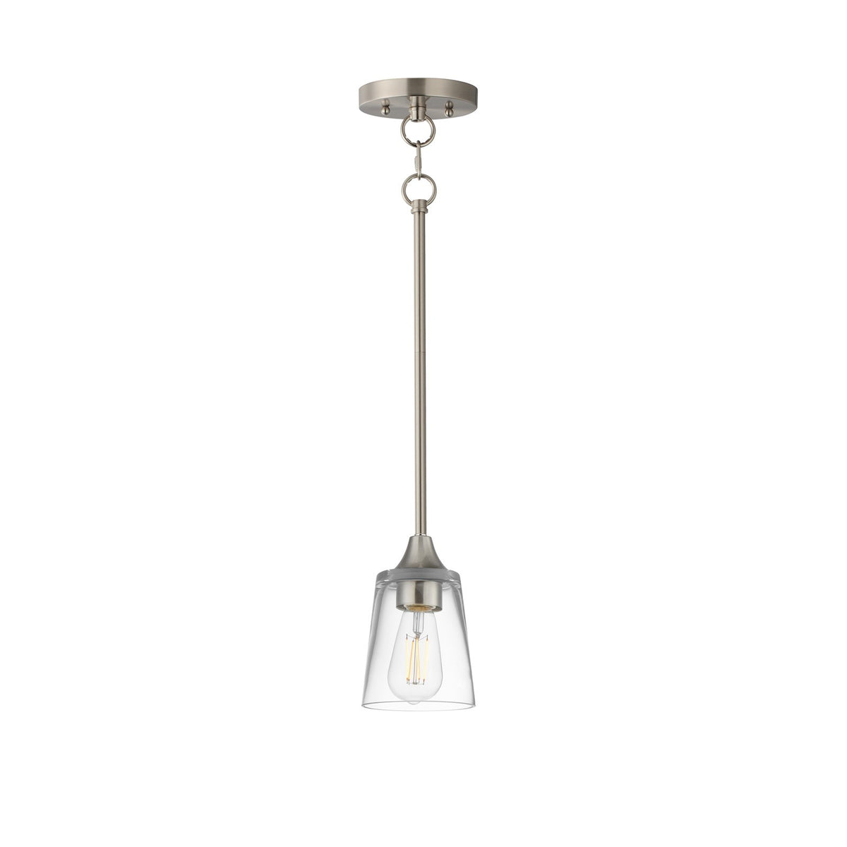 Maxim Lighting Hudson 1 Light 8" Mini Pendant, Satin Nickel/Clear