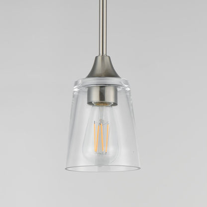 Maxim Lighting Hudson 1 Light 8" Mini Pendant, Satin Nickel/Clear