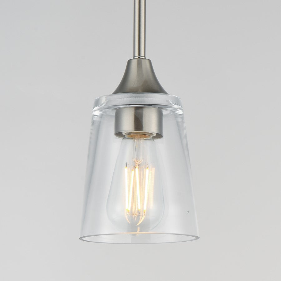 Maxim Lighting Hudson 1 Light 8" Mini Pendant, Satin Nickel/Clear