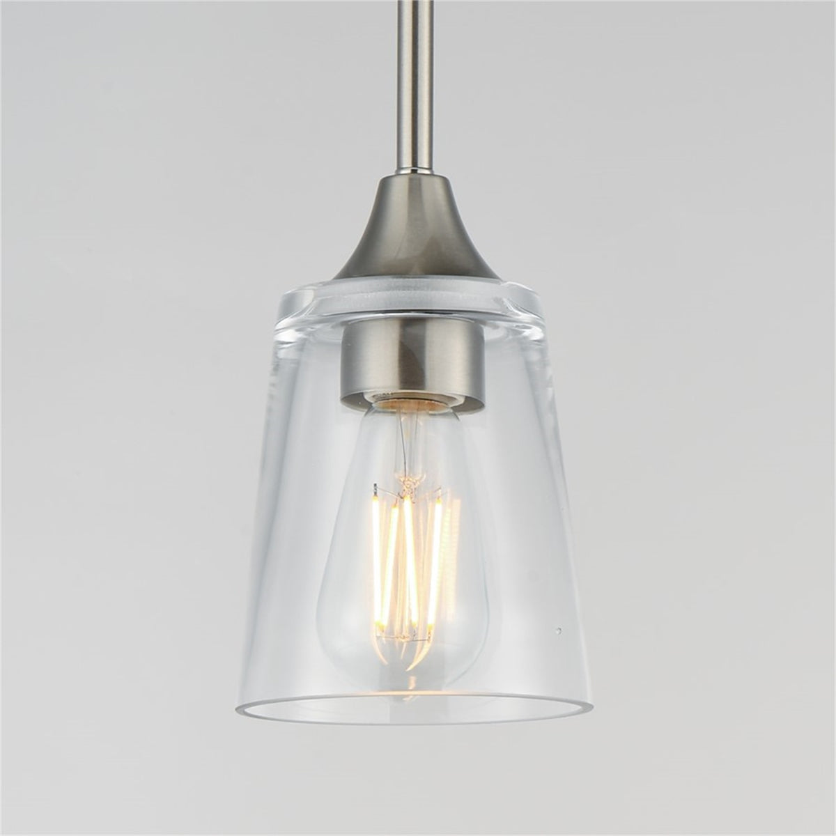 Maxim Lighting Hudson 1 Light 8" Mini Pendant, Satin Nickel/Clear