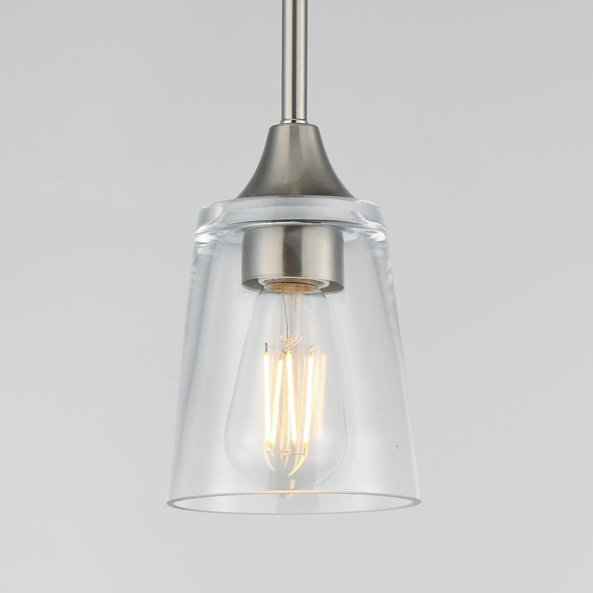 Maxim Lighting Hudson 1 Light 8" Mini Pendant, Satin Nickel/Clear