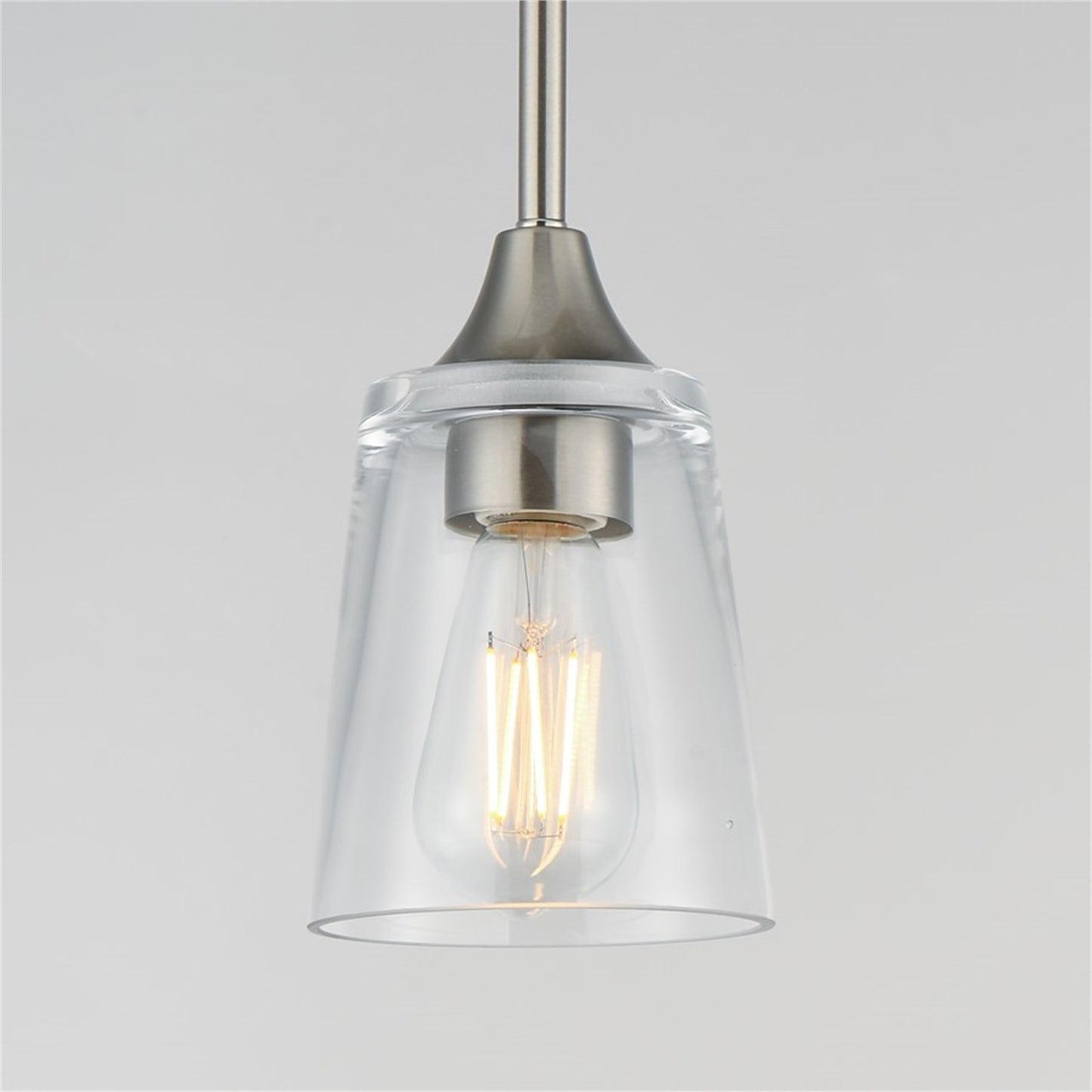 Maxim Lighting Hudson 1 Light 8" Mini Pendant, Satin Nickel/Clear