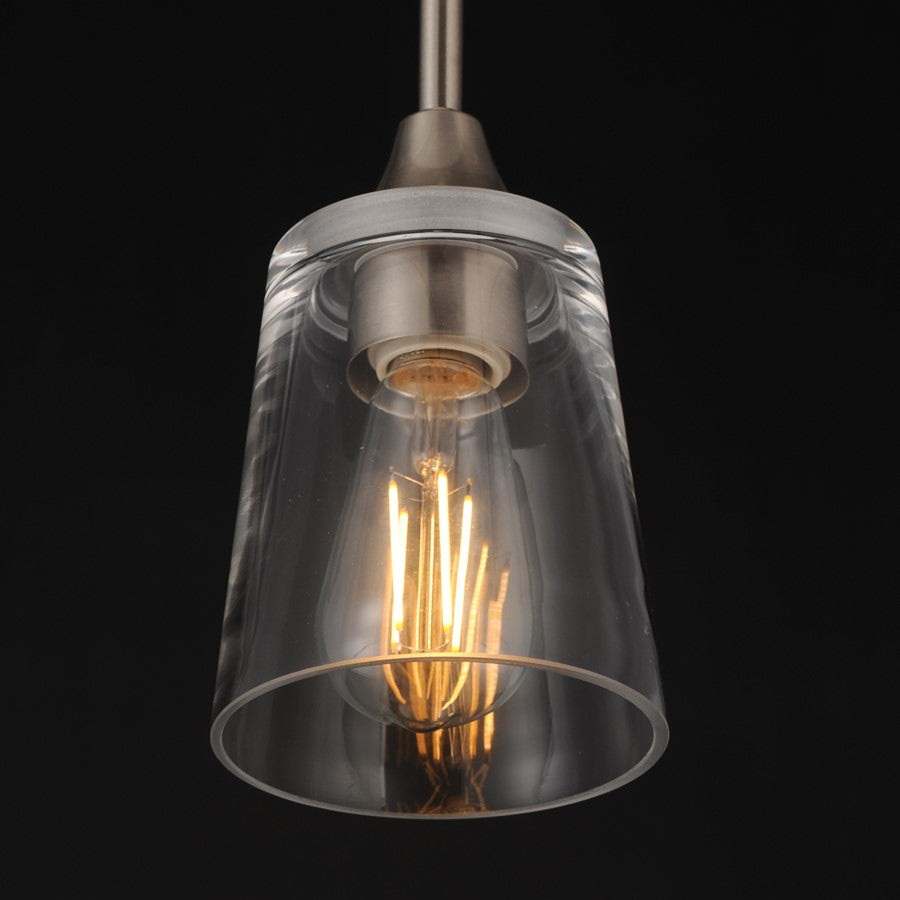 Maxim Lighting Hudson 1 Light 8" Mini Pendant, Satin Nickel/Clear
