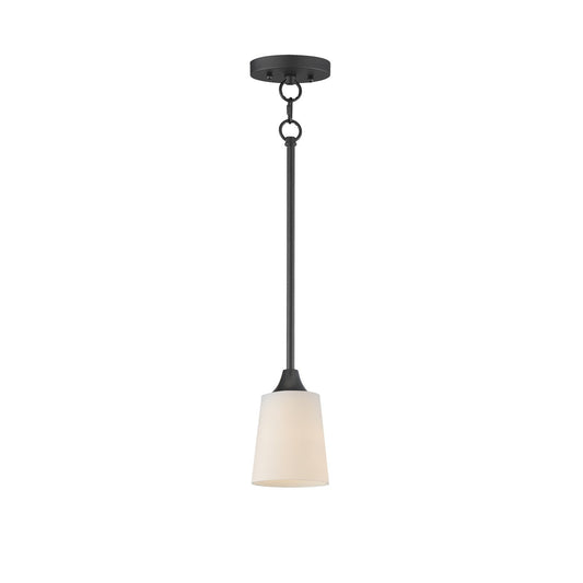 Maxim Lighting Hudson 1 Light 8" Mini Pendant, Black/Satin White